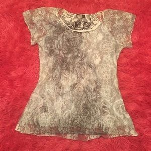 Brithany Black Women Lace Top Size M